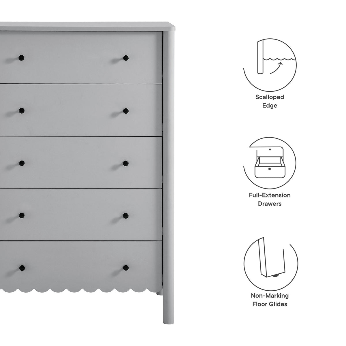 Emmeline Scalloped 5-Drawer Chest | Rafael Interiors
