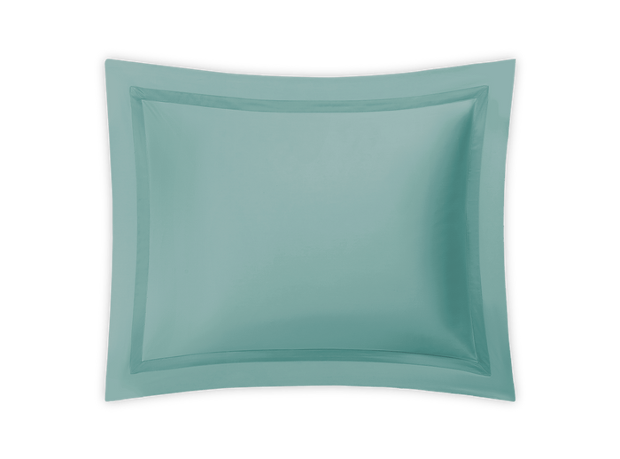 Matouk Nocturne sateen sham in aquamarine — luminous luxury sateen sheeting.