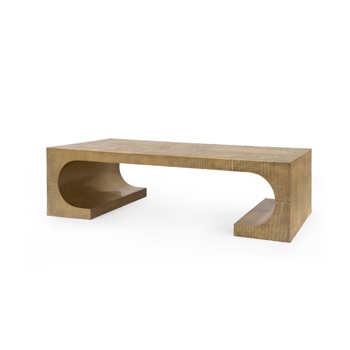 Dali Coffee Table in Grasscloth and Antique Brass by Villa and House