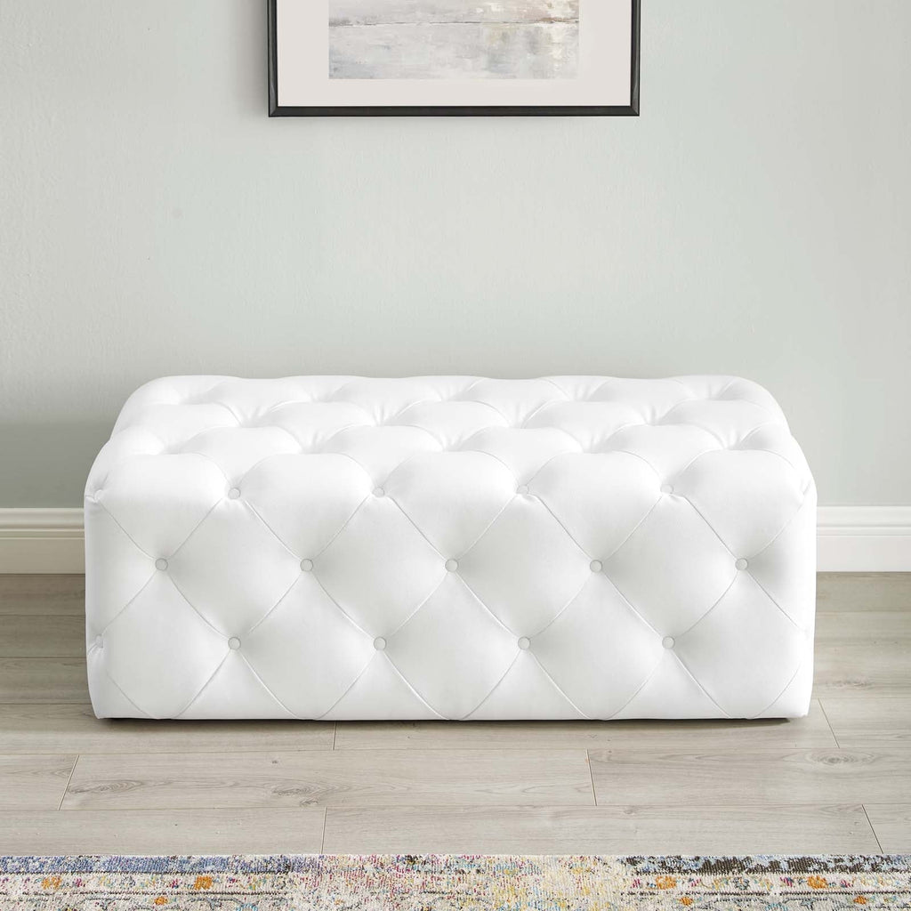 Amour 48" Tufted Button Entryway Faux Leather Bench