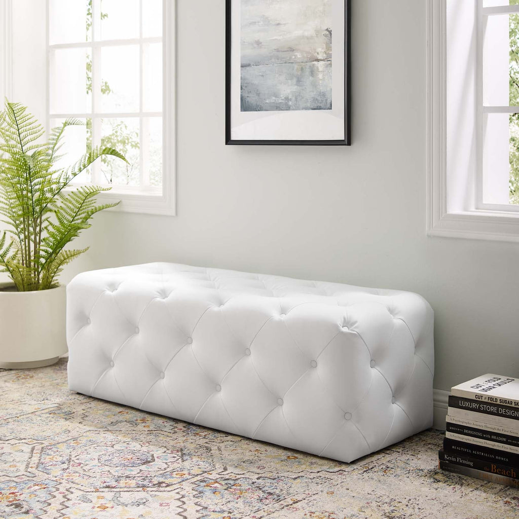 Amour 48" Tufted Button Entryway Faux Leather Bench