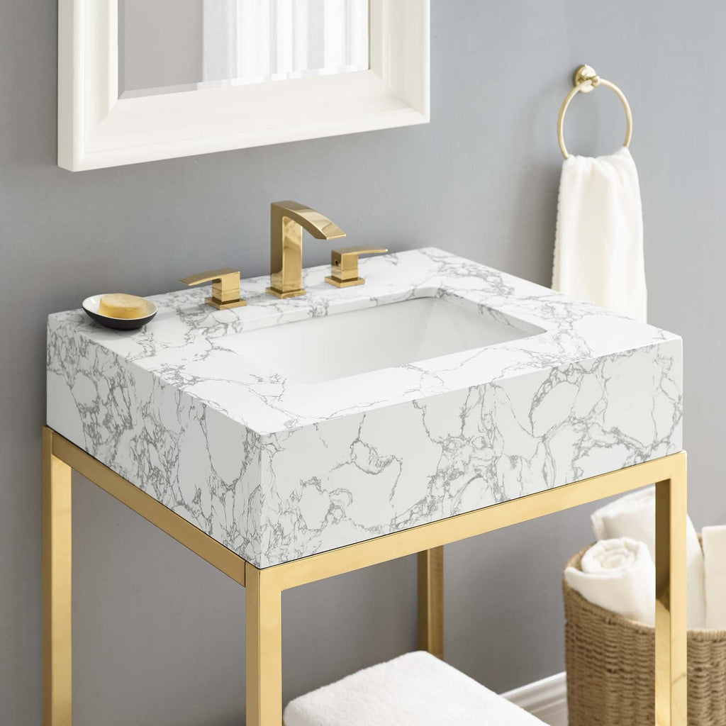 Kingsley 26" Gold Stainless Steel Bathroom Vanity