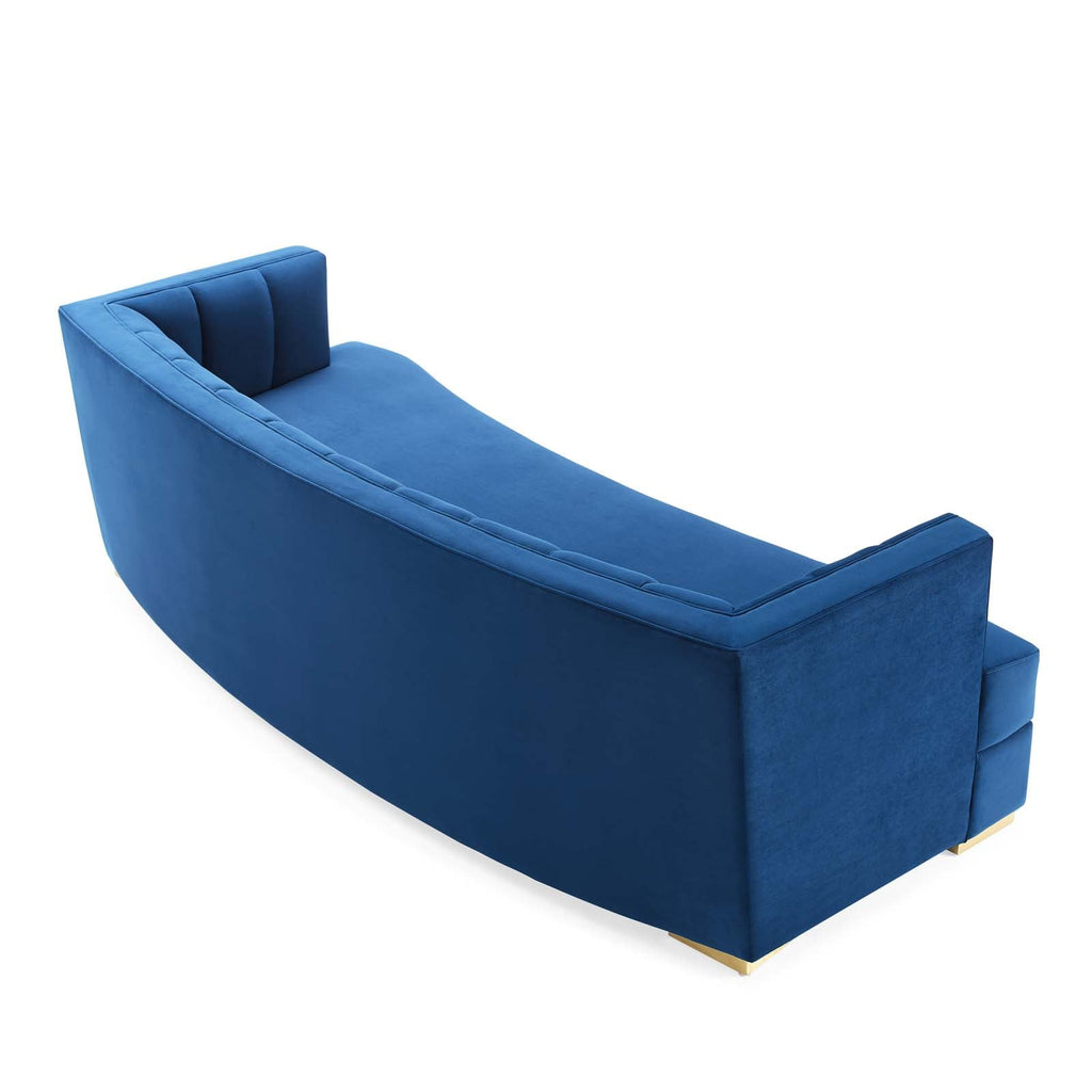 Encompass Channel Tufted Performance Velvet Curved Sofa