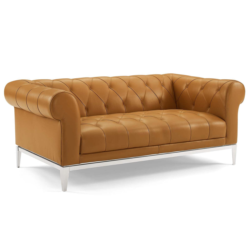 Idyll Tufted Upholstered Leather Sofa and Loveseat Set