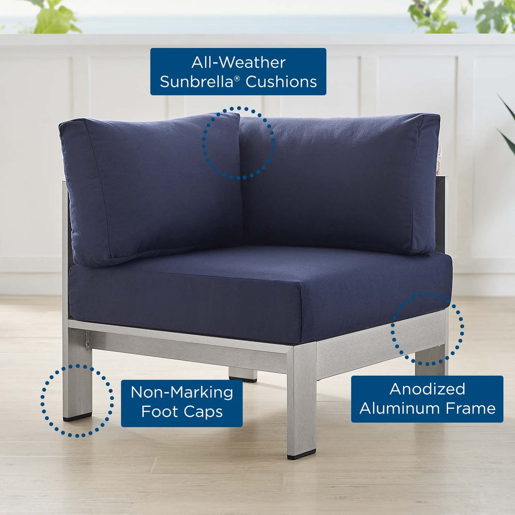 Shore Sunbrella® Fabric Aluminum Outdoor Patio Corner Sofa