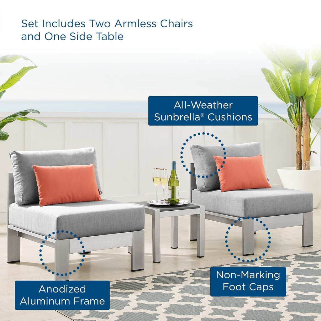 Shore Sunbrella® Fabric Outdoor Patio Aluminum 3 Piece Set