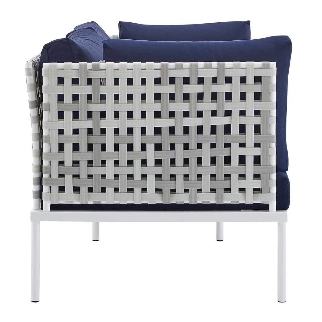 Harmony 5-Piece  Sunbrella® Basket Weave Outdoor Patio Aluminum Seating Set