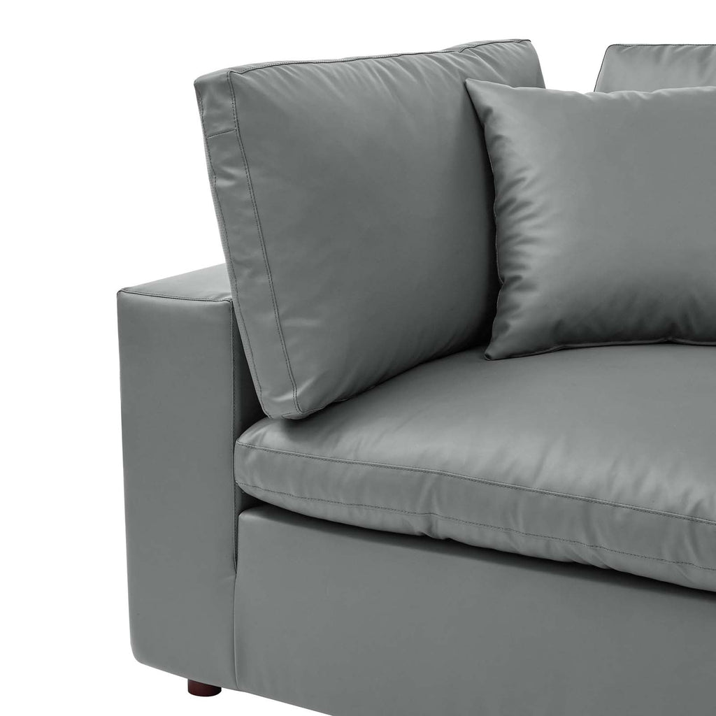Commix Down Filled Overstuffed Vegan Leather Corner Chair