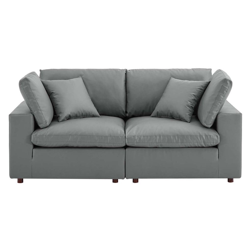 Commix Down Filled Overstuffed Vegan Leather Loveseat