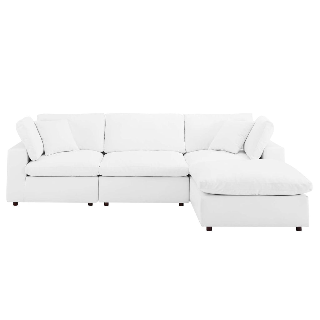 Commix Down Filled Overstuffed Vegan Leather 4-Piece Sectional Sofa