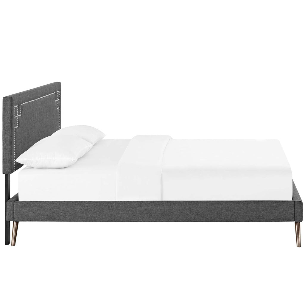 Ruthie Fabric Platform Bed with Round Splayed Legs
