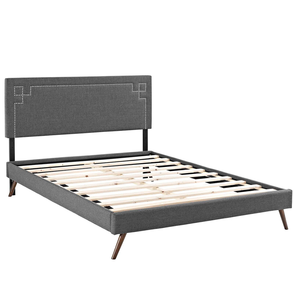 Ruthie Fabric Platform Bed with Round Splayed Legs