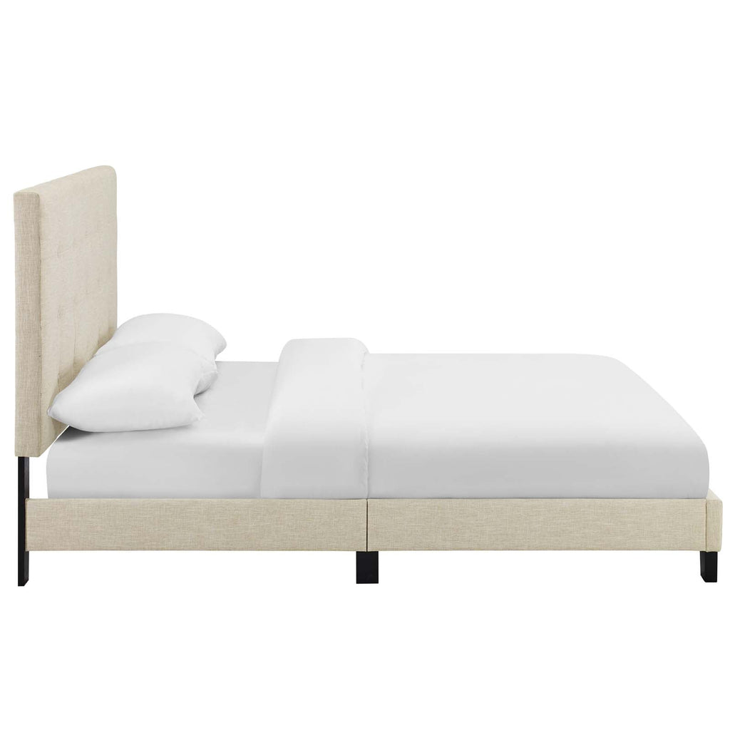 Melanie Tufted Button Upholstered Fabric Platform Bed