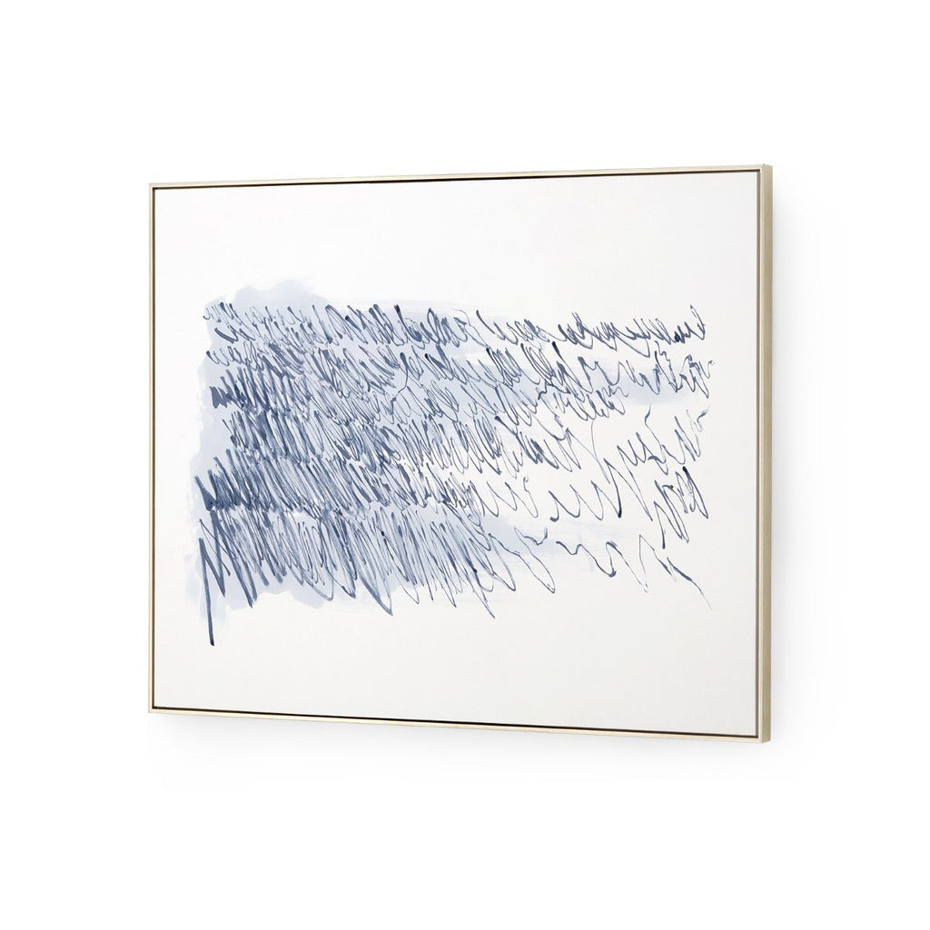 Agean Diary Framed Silk Panel, Navy Blue