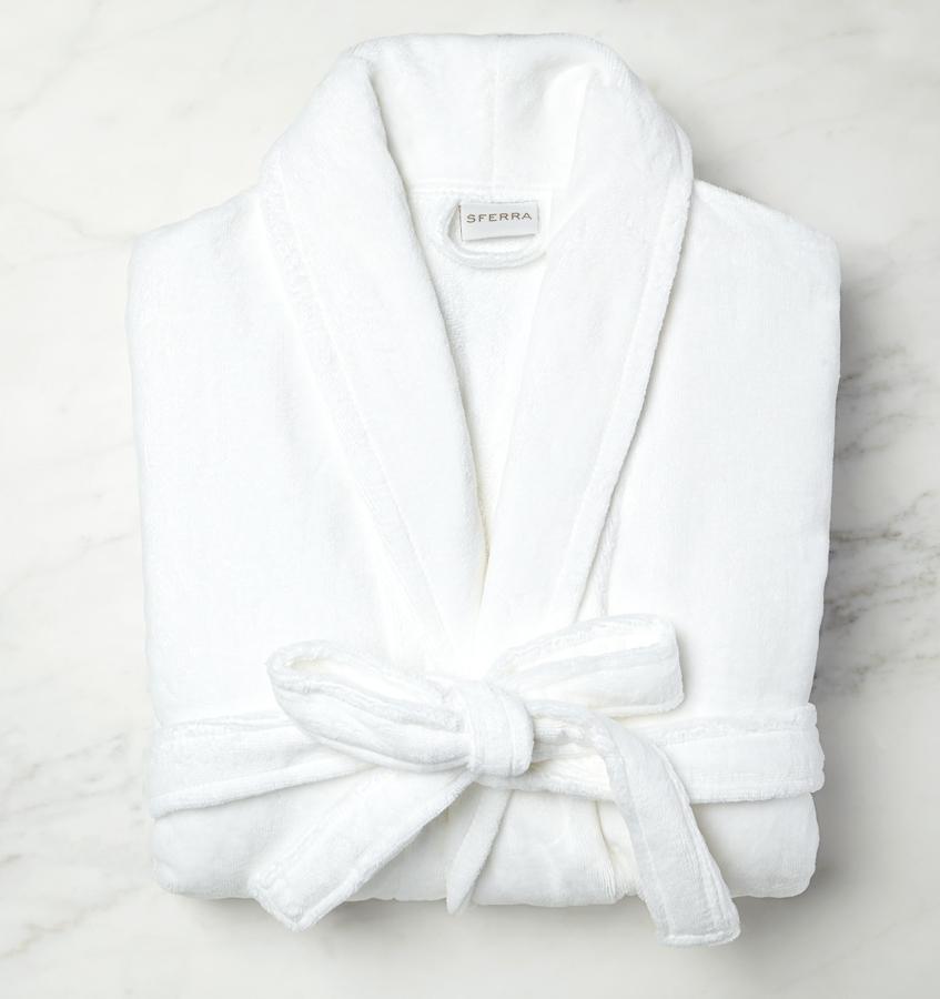 Sferra Fairfield Robe in white — hotel-style hospitality-weight bath robe for guests